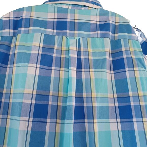 Chaps Men's Size XL Blue Plaid Short Sleeve Button Down Easy Care Shirt NWT - Picture 6 of 12